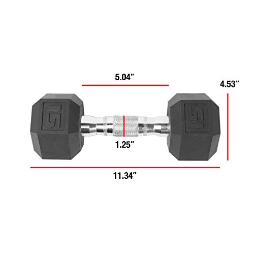 CAP Rubber Coated Dumbbell Weights, Free Weights for Home Gym Strength Training, Anti-Roll Hex Dumbbells with Black, Chrome & Comfort Grip Handles, Pairs & Sets - size: 20 lb - Pair, style: 12-Sided - Black Handle