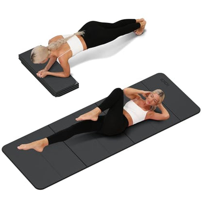 Foldable Yoga Mat Extra Thick 0.32 Inches(8mm) | SGS-certified, odorless POE. Non-slip surface & no curling edges. Great for yoga, Pilates & home gym.