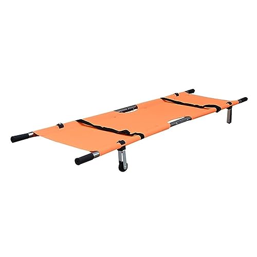Home Portable Stretcher, Foldable Aluminum Alloy Stretcher, Rescue Stretcher With Wheel, Spine Board Stretcher Immobilization, for First Aid Teaching, Hospital Transfer Stretcher ( Color : Orange , Si - color: Orange