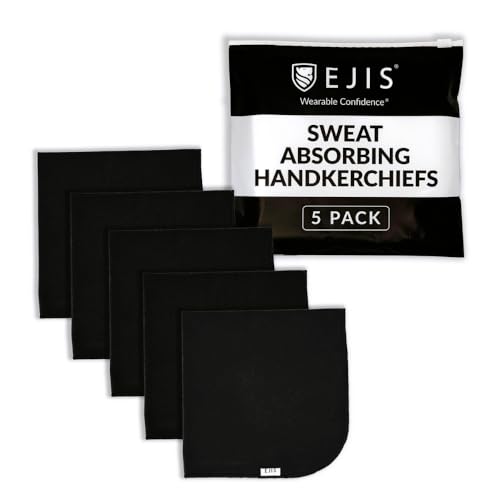 Ejis Sweat Rags for Men – Sweat Absorbing Handkerchiefs, Pocket-Size Small Gym Towels for Sweat, Ideal for Workouts, Travel, Sports & Daily Use - 12x12 (5 Pack) - color: Black