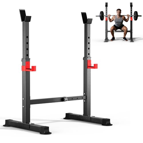Adjustable Squat Rack, 550LBS Multi-Function Barbell Rack for Weight Lifting and Home Gym Fitness Workout Portable Squat Bench Press - Great for Beginners