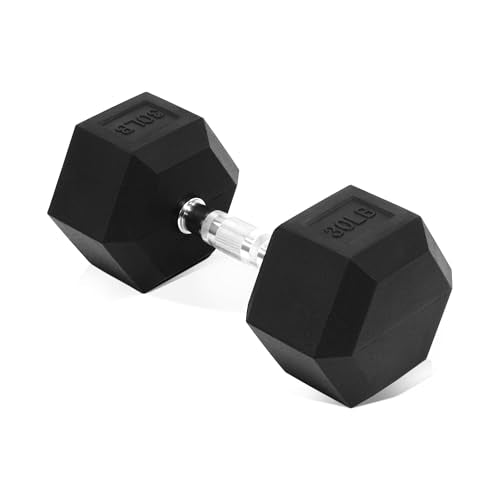 Fitvids Hex Dumbbells Rubber Coated Hand Weights for Exercises and Fitness, 10-50LB Option - size: 30LBS Single