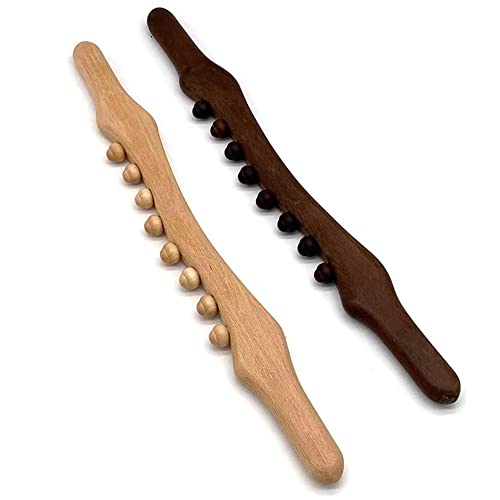 Body Back Wood Therapy Curved Roller,8 Beads Lymphatic Drainage and Cellulite Massage Stick Tool,Wooden Gua Sha Massage Tools 20.47INCH - color: Style a Primary Color