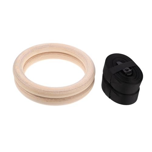 Abaodam Wooden Gymnastics Rings with Adjustable Straps Indoor Fitness Gear for Bodyweight Training Strength Building and Flexibility Enhancement Versatile Gym Equipment for Home Workouts
