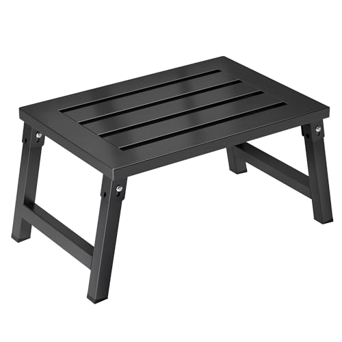 1000 lbs Heavy Duty RV Step Stool, Extra Wide 19" Platform Folding RV Step, Non-Slip Stable Metal Camper Step for RV, Motorhome, Truck, SUV, Home & Garage