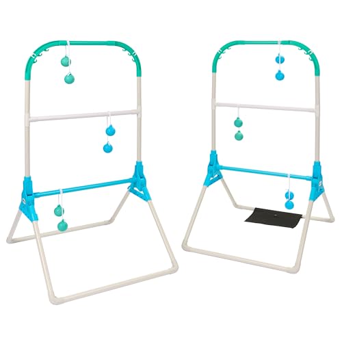 Wild Sports Folding Ladderball Set - Lightweight and Portable Outdoor Game - Includes 6 Bolos - color: White/Mint/Light Blue