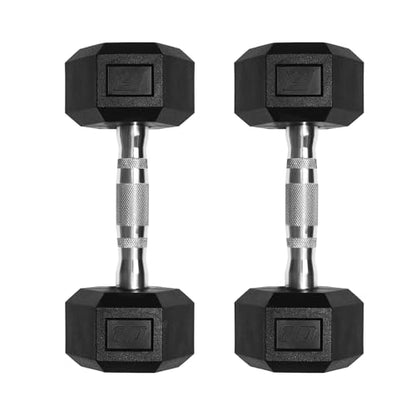Ritfit 5-650 LBS PVC Encased Hex Dumbbell Sets with Optional Rack for Home Gym, Hand weight with Chrome Handle for Strength Training,Workouts - style: 2X10LBS