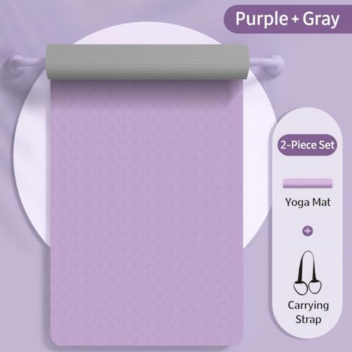 Premium TPE Yoga Mat 6mm Info Swipe – Eco-Friendly Non-Slip, Odor-Free, Lightweight & Durable | SGS Tested, REACH Compliant, GRS Certified | 72"x24" with Carrying Strap