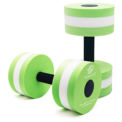 Water Dumbbells, Pool Weights for Water Exercise, 2 Pcs Aquatic Barbells - color: Green