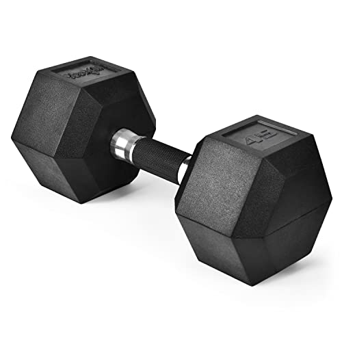 Yes4All Rubber Grip Encased Hex Dumbbell – Hand Weights With Anti-Slip 5-50 LBS Single - color: I. 45 Pounds