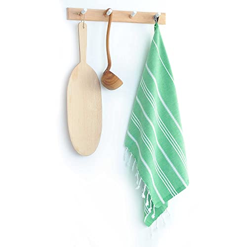 Cacala 100% Turkish Cotton Kitchen Tea Towels, Highly Absorbent Luxury Soft Quick Drying Dish Towel with Hanging Loop for Gym, Yoga, Bath, Sports, Cleaning and Kitchen (23 x 36), Green - color: Green
