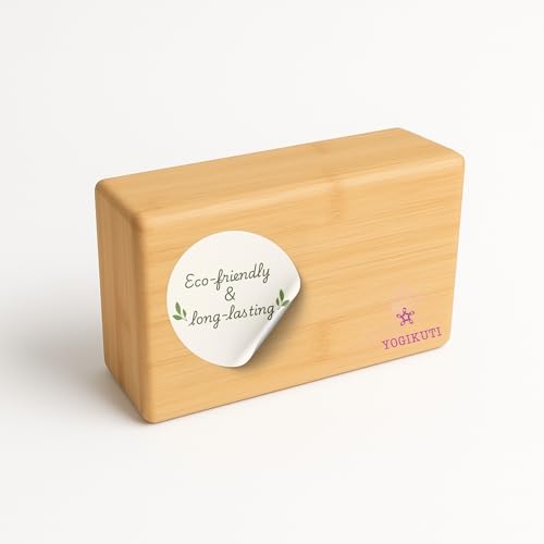 Yogikuti Bamboo Yoga Block | Premium Natural Wooden Support Block for Iyengar Yoga, Pilates & Stretching | Eco-Friendly, Non-Slip, Lightweight & Durable Yoga Prop for Balance, Flexibility & Alignment