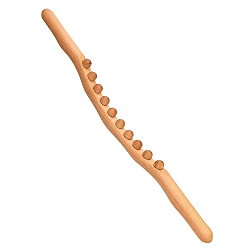 Wooden Gua Sha Massage Tools,10 Beads Lymphatic Drainage Paddle Tool,Handheld Self Body Sculpting Massage Tool,Cellulite Massage 23.6INCH - color: Style B Primary Color 10 Beads