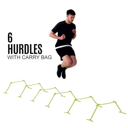QUICKPLAY PRO Quick-Click Adjustable Speed Hurdles, Set of 6 | 3 Heights in One (6", 9", 12") | All-in-One Agility & Plyometric Training Hurdles | Patented, Portable & Durable