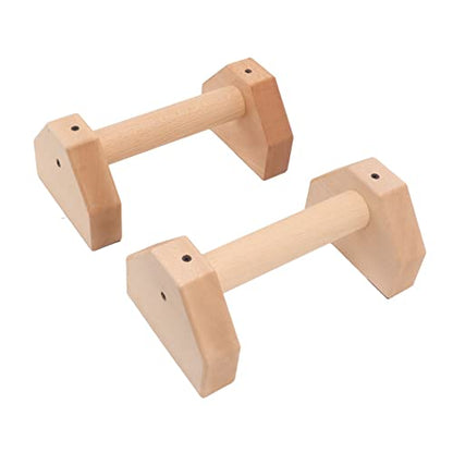 2pcs Wooden Push Up Handles, Anti Slip Pushup Bar for Floor, Beech Wood Parallettes with Silicone Pads for Calisthenics Handstand and Joint Friendly Workouts