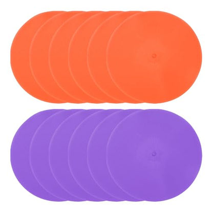 PATIKIL Spot Markers 9In, 12Pcs Floor Dots Agility Markers, Orange/Purple