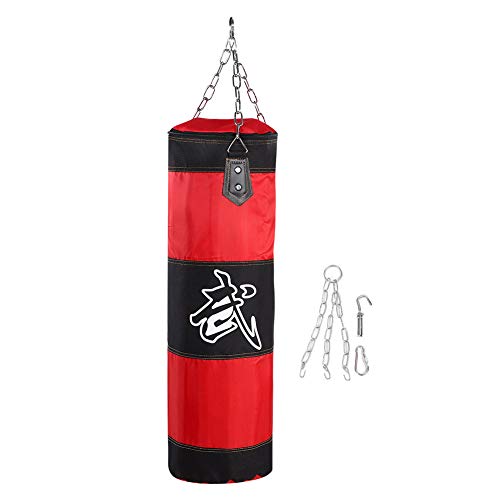 Bnineteenteam Heavy Punching Bag,Training Boxing Bag with Chain for Adults Men Women(Empty) - color: Red, size: 80cm