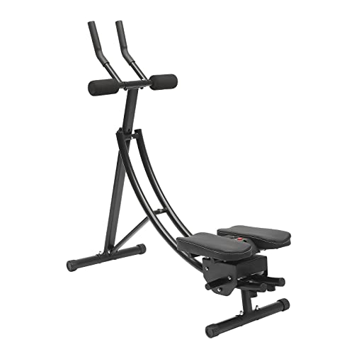 Abdominal Trainers,Ab Workout Equipment, Ab Machine with Height Adjustable,Foldable Abdominal Exercise Machine with LED Display - color: Black