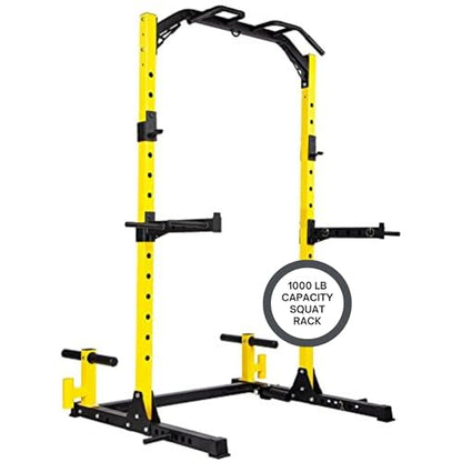 HulkFit Multi-Functional Adjustable Pro Series Squat Rack for Home Gym Power Rack With Multi-Grip Pull Up Bar Strength Training Exercise Equipment Bench Press, Squats, And Deadlifts