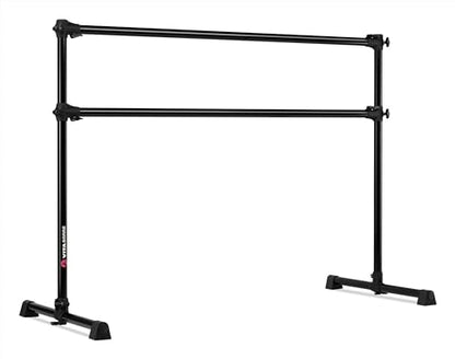 VITA Barre Portable Freestanding Double Ballet Barre, Prodigy, Aluminum | Adjustable Height, USA Made, Home or Gym Exercise Equipment for Kids & Adults | Dance, Fitness, Pilates - color: Black, style: 5 Ft