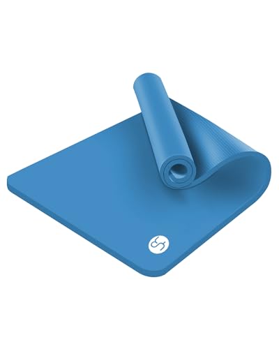 YR Large Yoga Mat for Men Thick Exercise Mat 76"x35" 15mm Foam Mat - color: Blue
