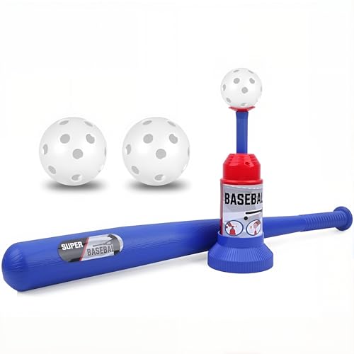 KAK Baseball Training Tee Ball Popper, Pop Up Baseball Trainer with Baseball Bat & 2 Practice Balls, Hitting Tee for Perfect Swings, Batting Practice Equipment Indoor Outdoor, No Pitcher Required
