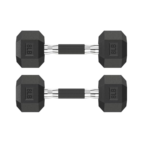 HANDBODE Hex Dumbbell Set 2.5-65 lb, Rubber Encased Hex Dumbbells for Home Gym, Weights Dumbbells Set of 2 Hand Weights for Strength Training & Fitness Exercise - size: 8 lb, Pair, style: Comfort Grip
