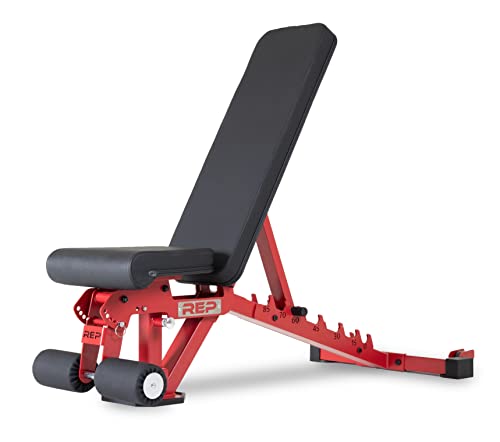 Rep Fitness Adjustable Bench – AB-3000 FID – Flat/Incline/Decline - color: Matte Red