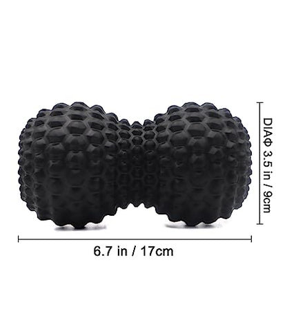 KITWILD Peanut Massage Ball, Double Lacrosse Massage Roller Ball for Deep Tissue Muscle Massage, Physical Therapy, Myofascial Release, Muscle Knots, and Yoga Therapy (Black) - color: Black
