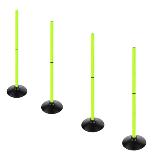 Fluorescent Green Soccer Agility Poles Set Detachable Sports Trainning Speed Pole Slalom Poles with Rubber Base Sport Traning Equipment - color: 3.3 FT, style: Pack of 4