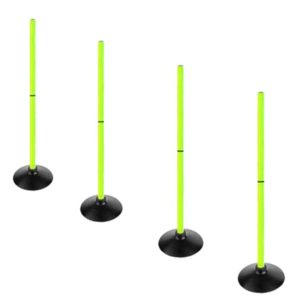 Fluorescent Green Soccer Agility Poles Set Detachable Sports Trainning Speed Pole Slalom Poles with Rubber Base Sport Traning Equipment - color: 3.3 FT, style: Pack of 4