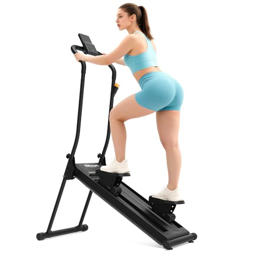 ERGOLIFE Stair Stepper for Home Gym, Stair Climber Workout Machine with Upgraded 6-Level Adjustable Resistance, Foldable Vertical Full Body Cardio Equipment, Non-Slip Pedals, Quiet 350 LBS Capacity - color: Black-Orange