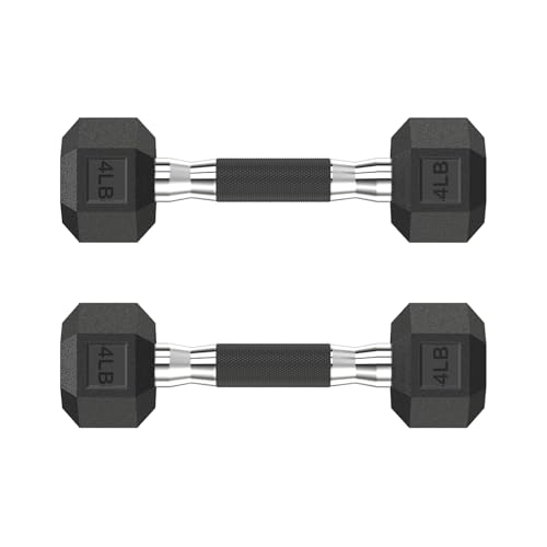 HANDBODE Hex Dumbbell Set 2.5-65 lb, Rubber Encased Hex Dumbbells for Home Gym, Weights Dumbbells Set of 2 Hand Weights for Strength Training & Fitness Exercise - size: 4 lb, Pair, style: Comfort Grip