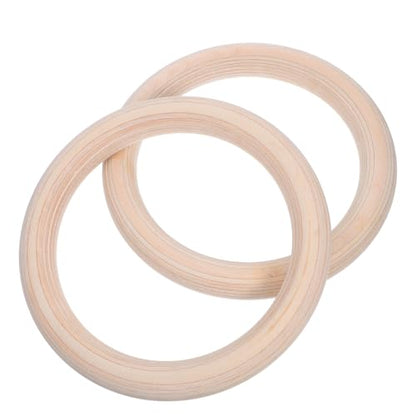 Healeved Wooden Gymnastics Rings Fitness Pull up Rings Strength Training Equipment 2pcs Set for Home Gym Full Body Workout and Calisthenics