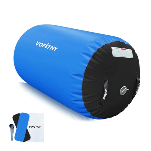 VOFiTNY Gymnastics Air Barrel Tumbling Equipment Back Handspring Trainer - color: Blue/Black No Pump, size: 3.3'L x 2.3'D