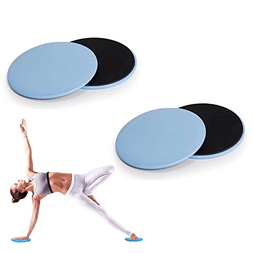 4Pcs Dual Sided Gliding Discs Core Sliders Ultimate Core Ab Fitness Trainer. Leg Exercise Gear for Gym, Home, Yoga, Pilates | Strengthen Abdomen, Burn Fat, Improve Balance - color: Blue