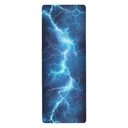 Kigai Travel Yoga Mat 71" x 24" Non Slip Natural Rubber Foldable Exercise Mat Ultra Thin 1.5mm Lightweight for Fitness, Pilates & Home Workout, Blue Lightning