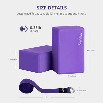 Syntus Yoga Block & Strap Set for Fitness, Pilates, Stretching and Toning - color: Purple