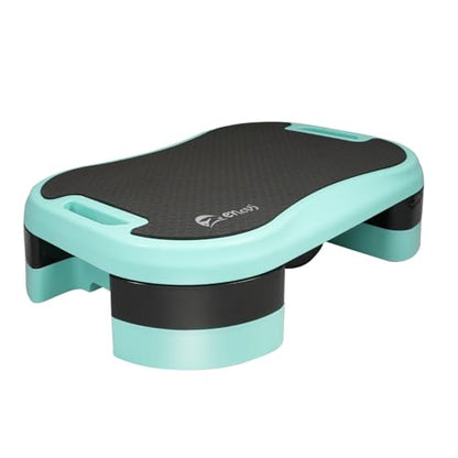 Basic Steppers for Exercise at Home, Aerobic Steppers, Exercise Step Platform with Soft cushion and 2 Adjustable Height Risers