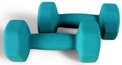 Fitvids Neoprene Dumbbell Hand Weights, Anti-Slip, Anti-roll, Hex Shape Colorful, Pair or Set with Stand - style: (7-Pound, Pair)