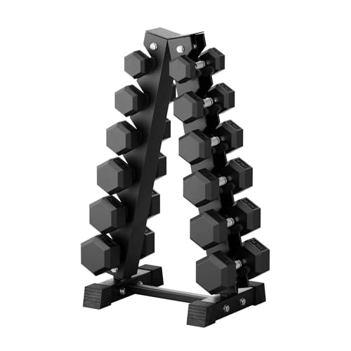 RitFit Rubber Coated Hex Dumbbell Set with Rack, 5-780LB for Home Gym Strength Training, Anti-Slip Knurled Handle, Hexagon Anti-Roll, Heavy-Duty Storage Rack - style: 270 LB Set（10-35LB)