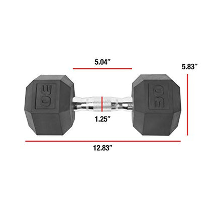CAP Rubber Coated Dumbbell Weights, Free Weights for Home Gym Strength Training, Anti-Roll Hex Dumbbells with Black, Chrome & Comfort Grip Handles, Pairs & Sets - size: 25 lb - Pair, style: 12-Sided - Black Handle