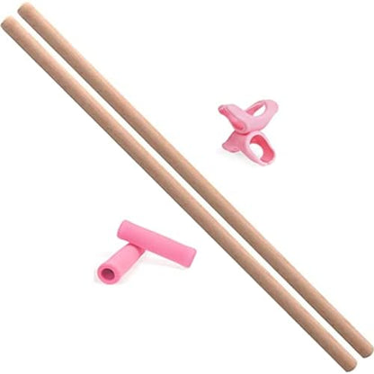 2PCS Yoga Rod Stick Set,Portable Pilates Bar Open Back Corrective Hump Round Wooden Stretching Tool with Buckle for Martial Artists Dancers Gymnasts
