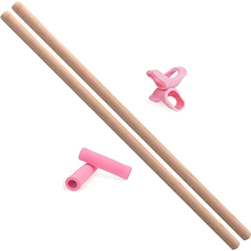2PCS Yoga Rod Stick Set,Portable Pilates Bar Open Back Corrective Hump Round Wooden Stretching Tool with Buckle for Martial Artists Dancers Gymnasts