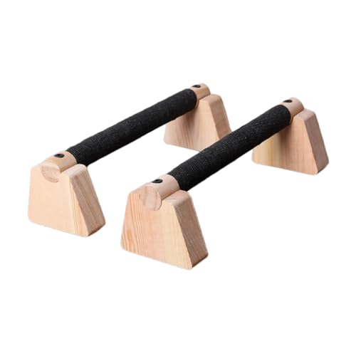 2Pcs Wood Push Up Bars for Adults, Non-Slip Base Parallettes for Strength Training, Planks, Calisthenics, Home Workout Equipment- 25CM