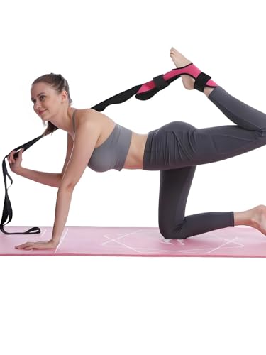 Foot and Calf Stretcher-Stretching Strap For Plantar Fasciitis, Heel Spurs, Foot Drop, Achilles Tendonitis & Hamstring. Yoga Foot & Leg Stretch Strap