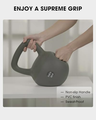 PAETA Soft Kettlebell for Home Fitness – Anti-Slip Grip & Wide Handle Design,Soft Kettlebell Set, Gentle Floor-Friendly Impact – 10lbs, 15lbs, 20lbs, for Home Functional Training - color: 20lbs White