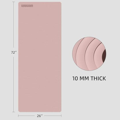 10 mm Yoga Mat 72"x26" TPE Non-Slip Exercise Mat 0.4" Thick, Easy-to-Carry Fitness Mat for Yoga, Pilates & Workout, Professional Mat, Made with Recyclable Material, Durable, Easy to Clean - color: Pink
