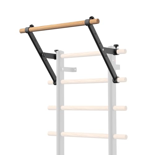 DHT Wood Stall Bar, Swedish Ladder Suspension Trainer with 9 Strategic Rods, for Home, Gym, School and Clinics, Black