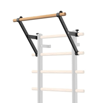 DHT Wood Stall Bar, Swedish Ladder Suspension Trainer with 9 Strategic Rods, for Home, Gym, School and Clinics, Black